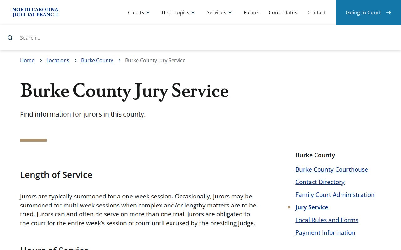 Burke County court schedule jury service source