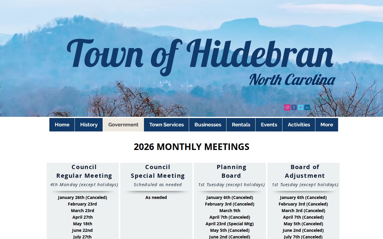 Hildebran court record context at the municipal complex, not a court calendar