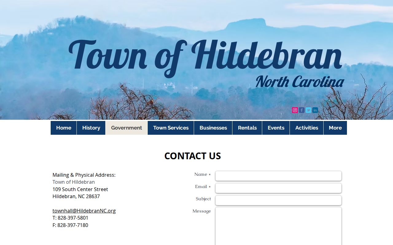 Hildebran court records context at Hildebran Town Hall, not a court location
