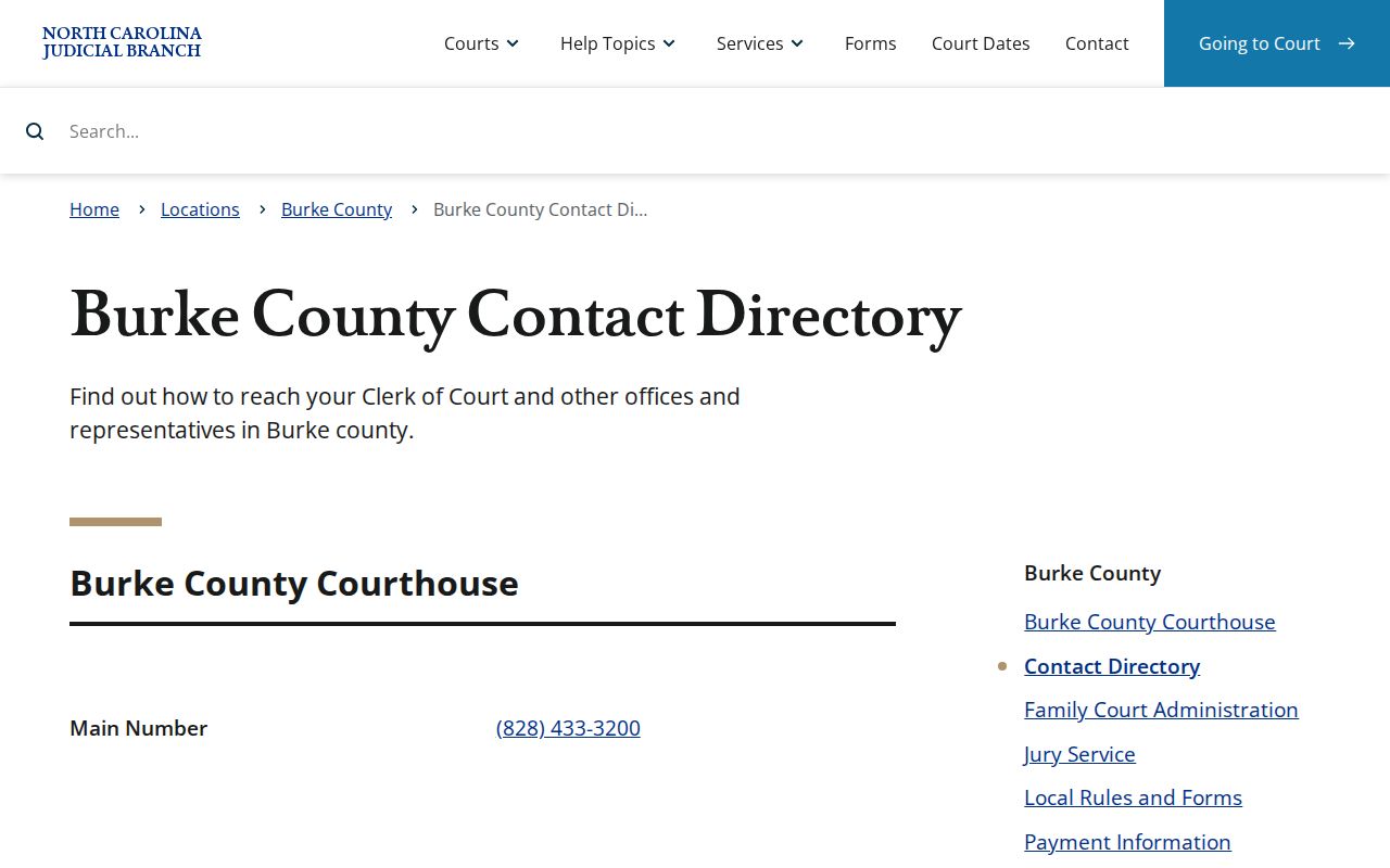 Burke County court docket clerk contact directory