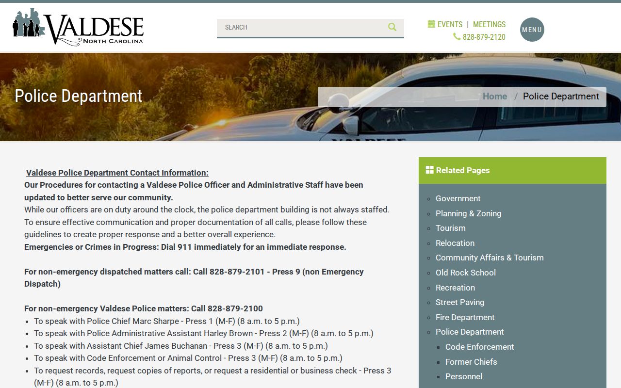 Valdese traffic court record context at the Valdese Police Department